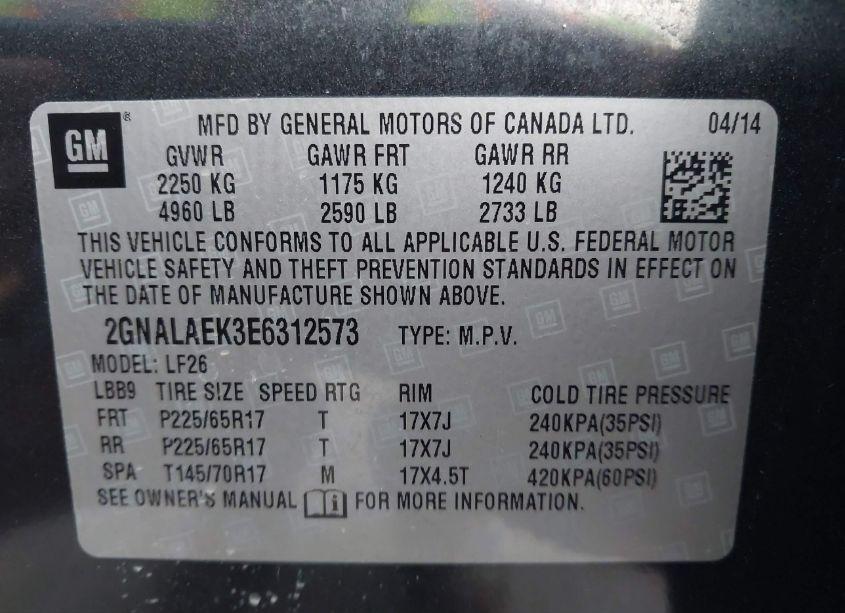 Photo 9 of 2014 Chevrolet Equinox LS (VIN 2GNALAEK3E6312573)