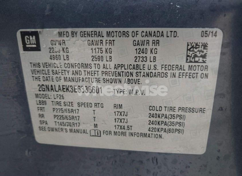 Photo 9 of 2014 Chevrolet Equinox LS (VIN 2GNALAEK3E6336601)