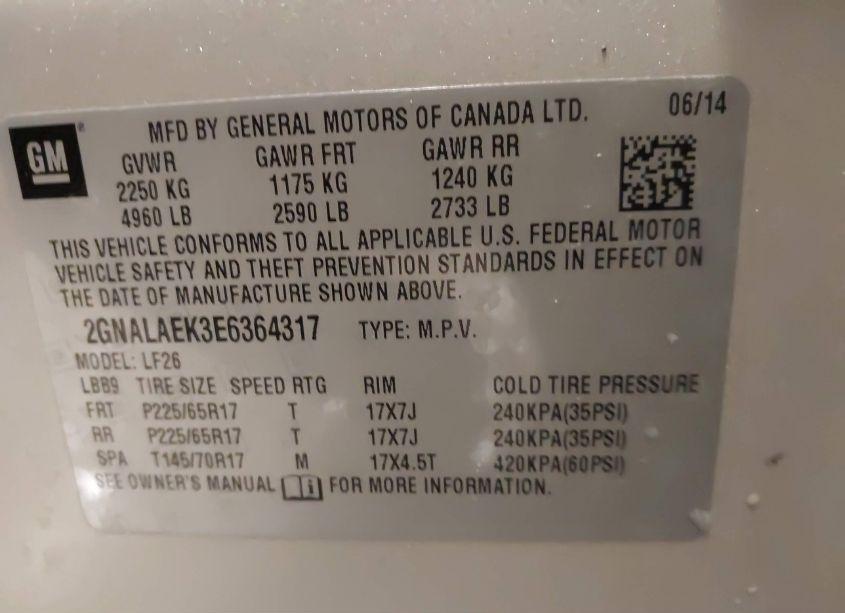 Photo 9 of 2014 Chevrolet Equinox LS (VIN 2GNALAEK3E6364317)