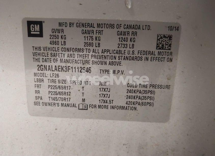 Photo 9 of 2015 Chevrolet Equinox LS (VIN 2GNALAEK3F1112646)