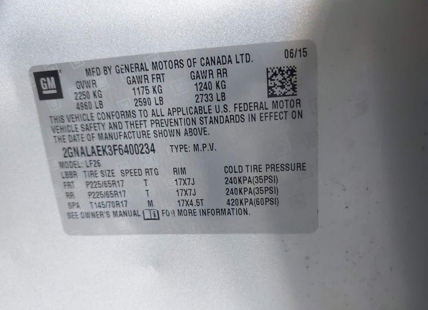 Photo 9 of 2015 Chevrolet Equinox LS (VIN 2GNALAEK3F6400234)