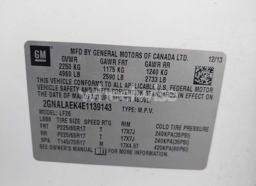 Photo 9 of 2014 Chevrolet Equinox LS (VIN 2GNALAEK4E1139143)