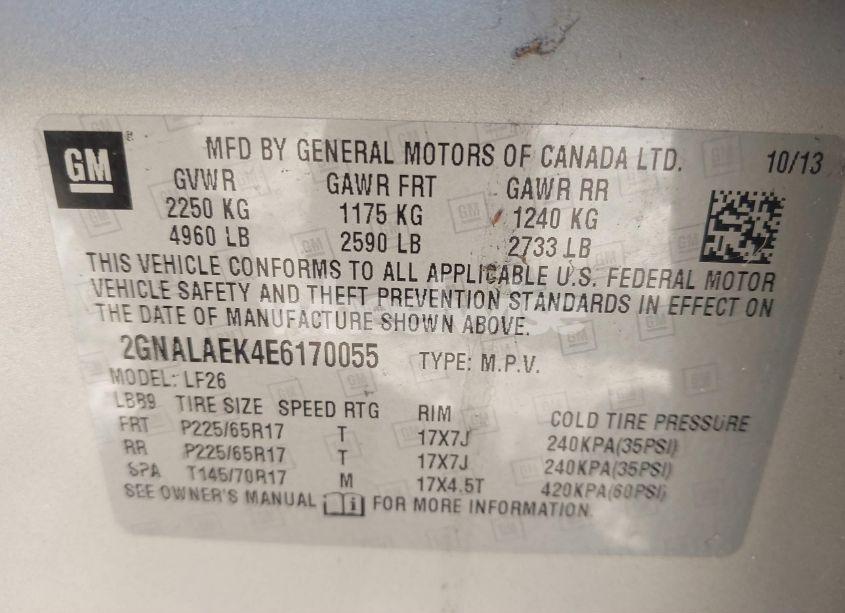 Photo 9 of 2014 Chevrolet Equinox LS (VIN 2GNALAEK4E6170055)