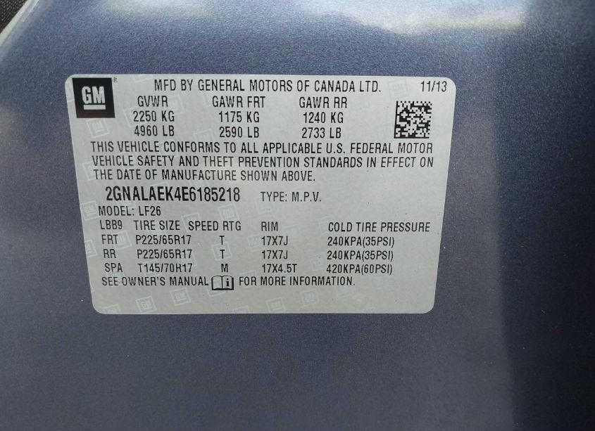 Photo 9 of 2014 Chevrolet Equinox LS (VIN 2GNALAEK4E6185218)