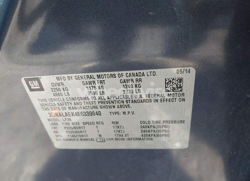 Photo 9 of 2014 Chevrolet Equinox LS (VIN 2GNALAEK4E6339040)