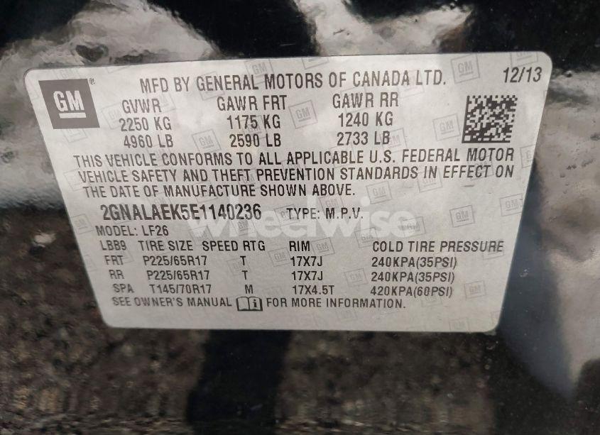 Photo 9 of 2014 Chevrolet Equinox LS (VIN 2GNALAEK5E1140236)