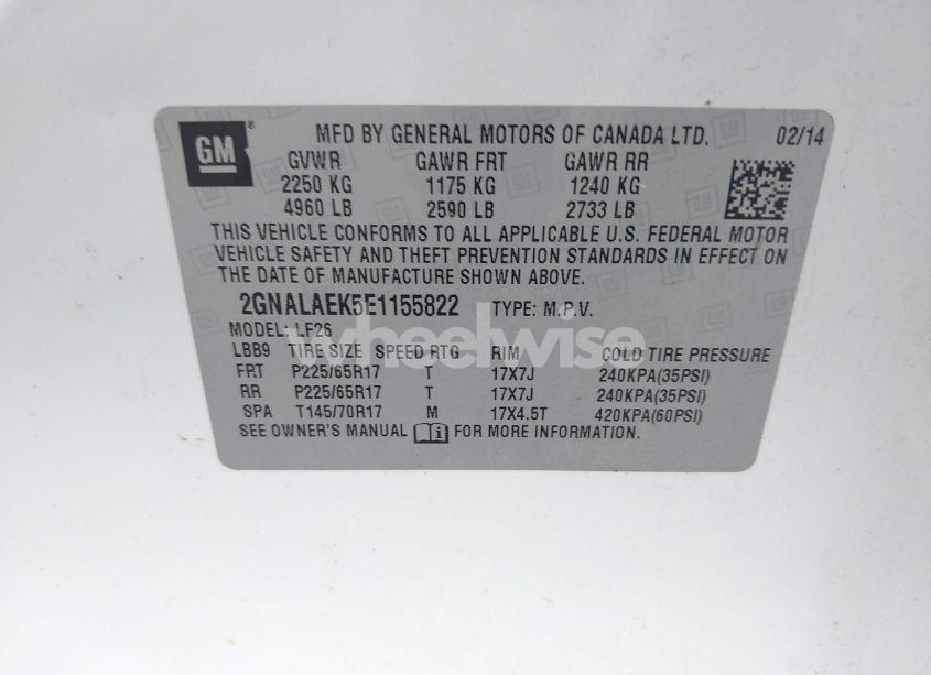 Photo 9 of 2014 Chevrolet Equinox LS (VIN 2GNALAEK5E1155822)