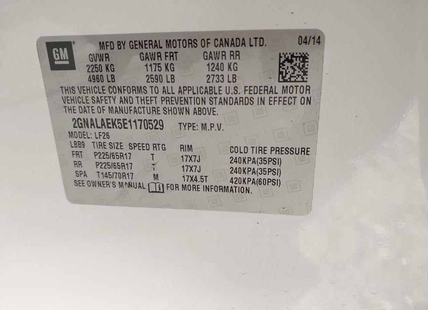 Photo 9 of 2014 Chevrolet Equinox LS (VIN 2GNALAEK5E1170529)