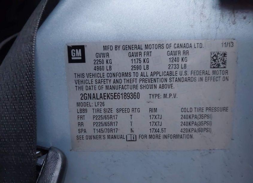 Photo 9 of 2014 Chevrolet Equinox LS (VIN 2GNALAEK5E6189360)