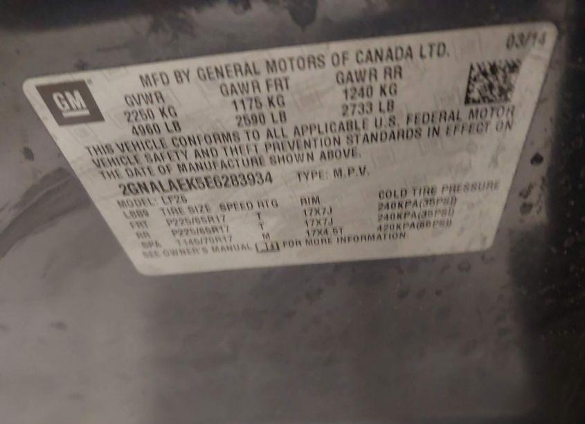 Photo 9 of 2014 Chevrolet Equinox LS (VIN 2GNALAEK5E6283934)