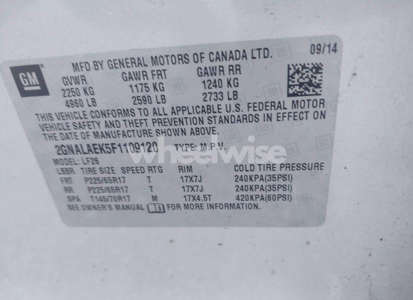 Photo 9 of 2015 Chevrolet Equinox LS (VIN 2GNALAEK5F1109120)