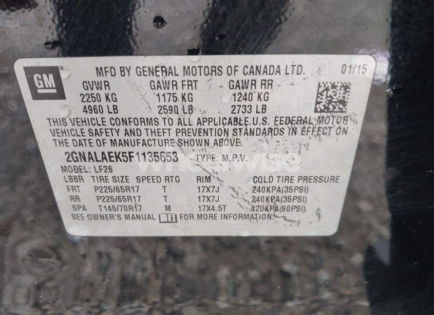 Photo 9 of 2015 Chevrolet Equinox LS (VIN 2GNALAEK5F1135653)