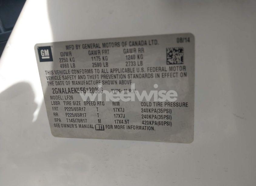 Photo 9 of 2015 Chevrolet Equinox LS (VIN 2GNALAEK5F6120086)