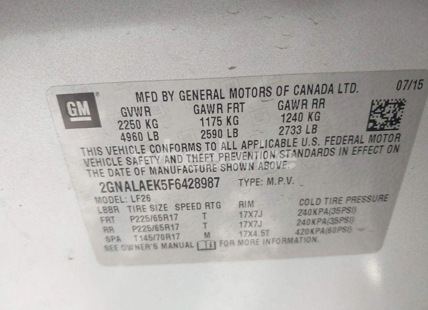Photo 9 of 2015 Chevrolet Equinox LS (VIN 2GNALAEK5F6428987)