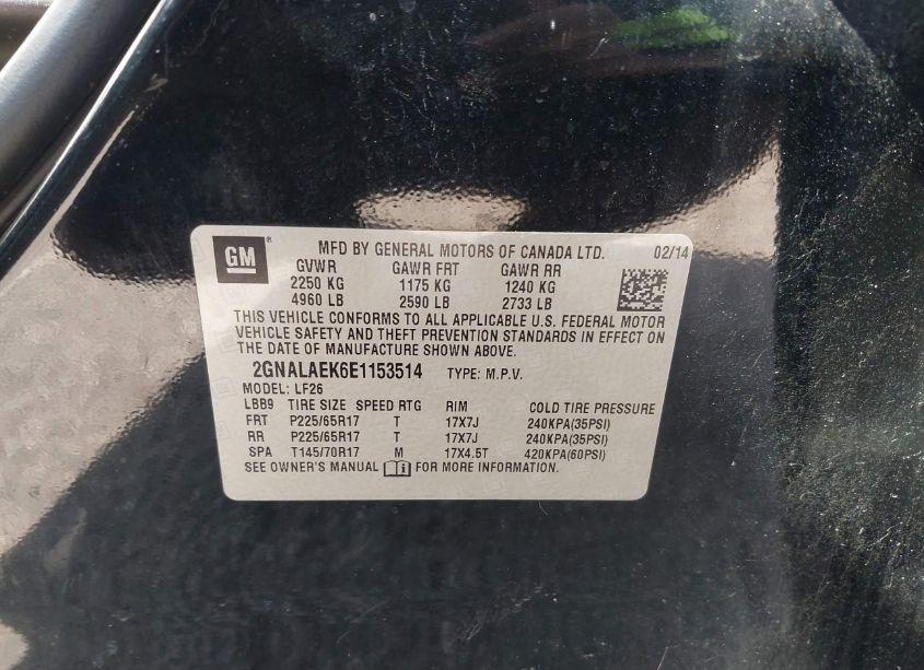 Photo 9 of 2014 Chevrolet Equinox LS (VIN 2GNALAEK6E1153514)