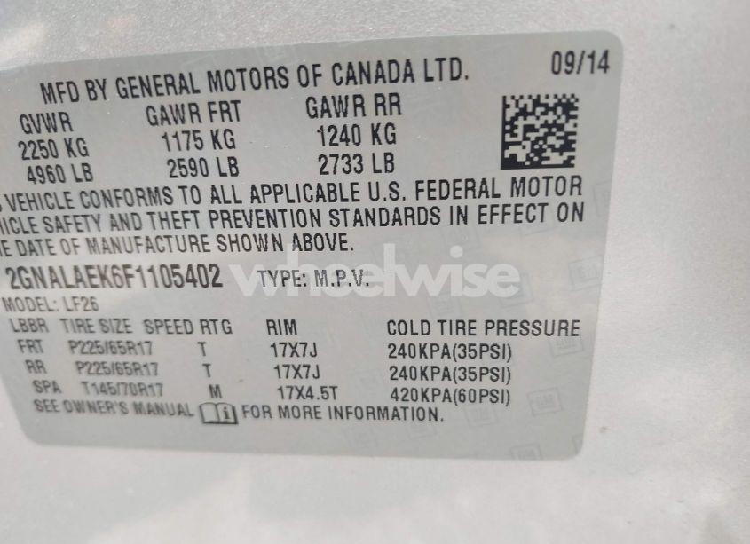 Photo 9 of 2015 Chevrolet Equinox LS (VIN 2GNALAEK6F1105402)