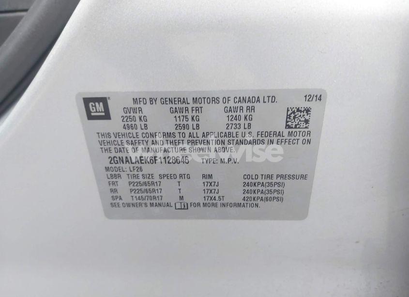 Photo 9 of 2015 Chevrolet Equinox LS (VIN 2GNALAEK6F1128646)