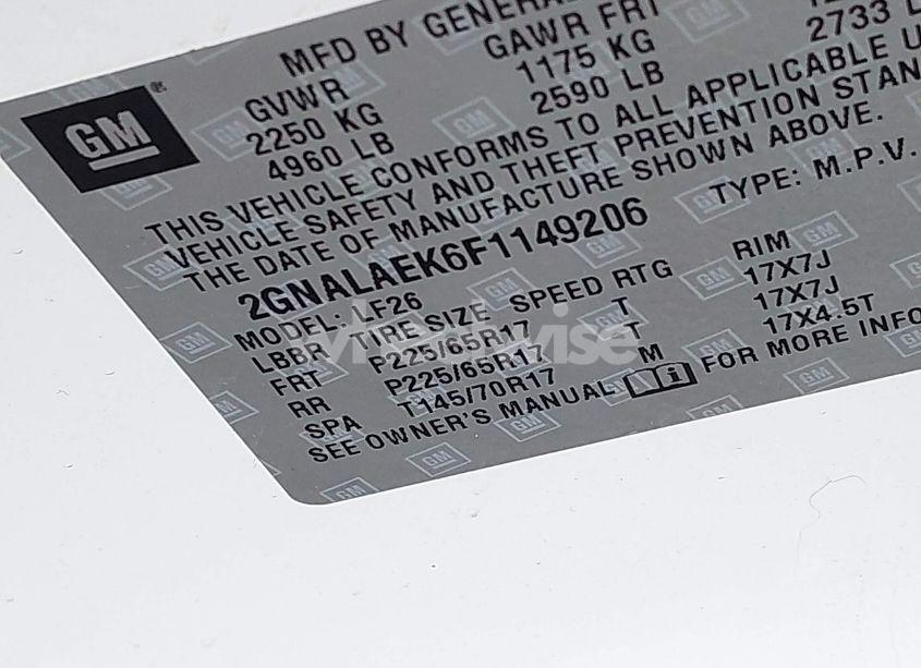 Photo 9 of 2015 Chevrolet Equinox LS (VIN 2GNALAEK6F1149206)