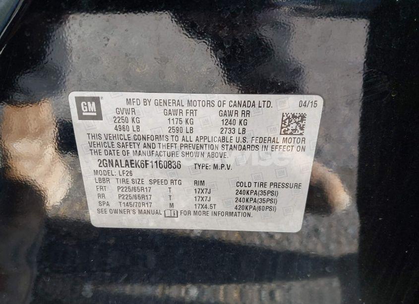 Photo 9 of 2015 Chevrolet Equinox LS (VIN 2GNALAEK6F1160836)