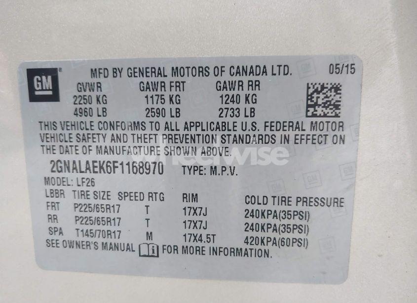 Photo 9 of 2015 Chevrolet Equinox LS (VIN 2GNALAEK6F1168970)