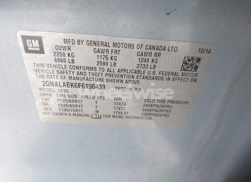 Photo 9 of 2015 Chevrolet Equinox LS (VIN 2GNALAEK6F6196433)
