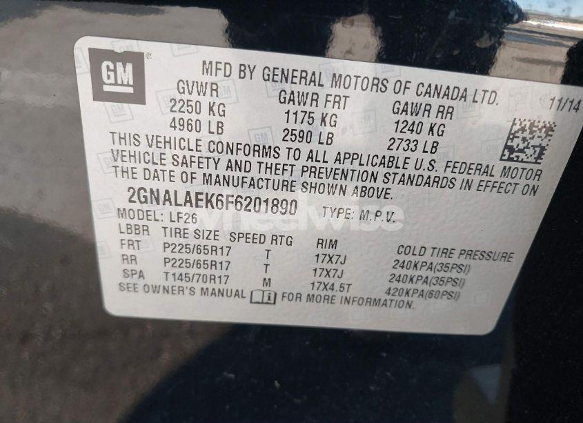 Photo 9 of 2015 Chevrolet Equinox LS (VIN 2GNALAEK6F6201890)