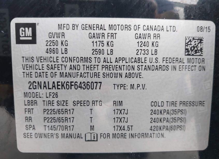 Photo 9 of 2015 Chevrolet Equinox LS (VIN 2GNALAEK6F6436077)
