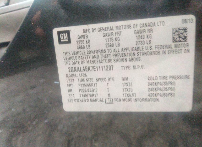 Photo 9 of 2014 Chevrolet Equinox LS (VIN 2GNALAEK7E1111207)