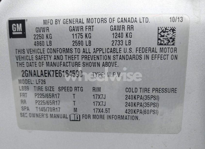 Photo 9 of 2014 Chevrolet Equinox LS (VIN 2GNALAEK7E6164590)