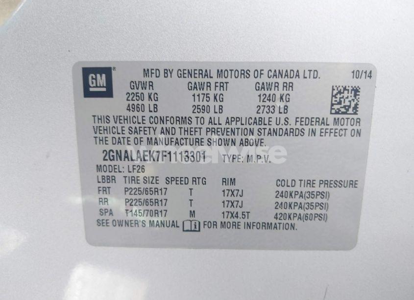 Photo 9 of 2015 Chevrolet Equinox LS (VIN 2GNALAEK7F1113301)