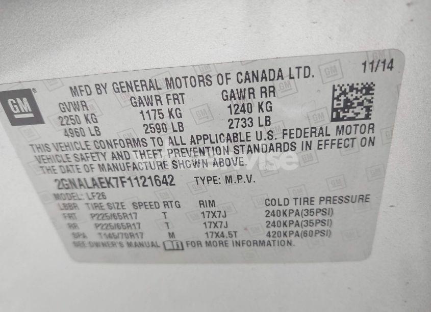 Photo 9 of 2015 Chevrolet Equinox LS (VIN 2GNALAEK7F1121642)