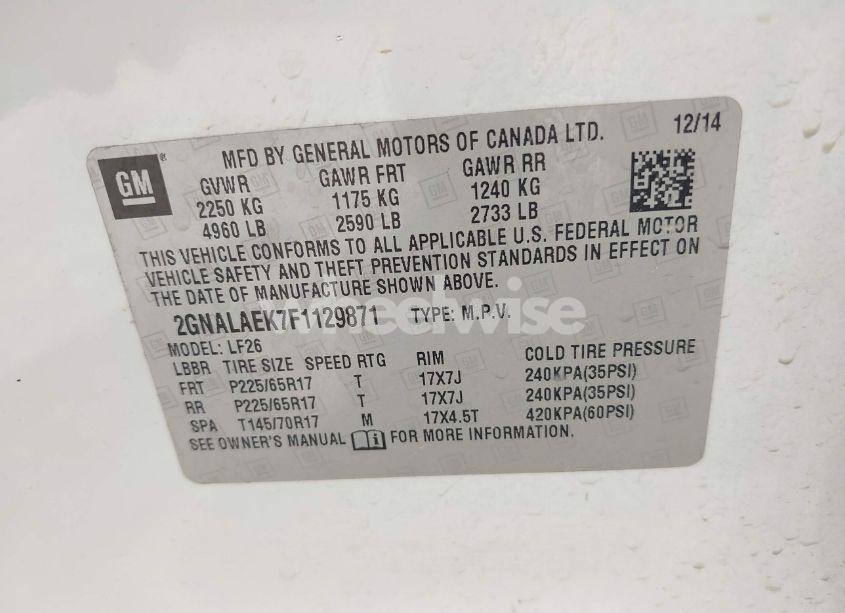 Photo 9 of 2015 Chevrolet Equinox LS (VIN 2GNALAEK7F1129871)