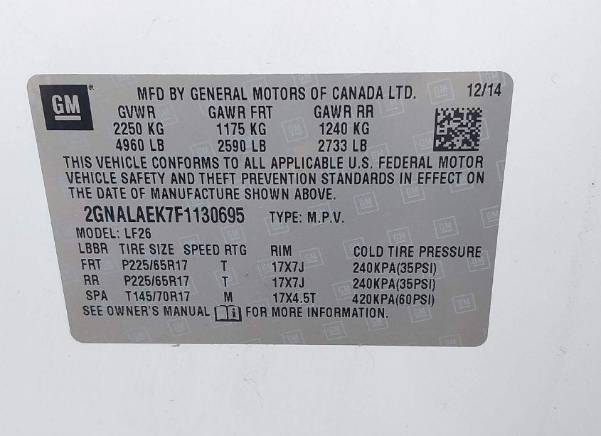 Photo 9 of 2015 Chevrolet Equinox LS (VIN 2GNALAEK7F1130695)