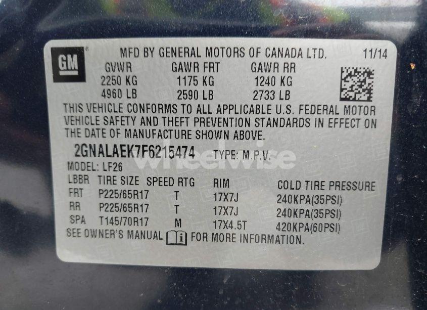 Photo 9 of 2015 Chevrolet Equinox LS (VIN 2GNALAEK7F6215474)