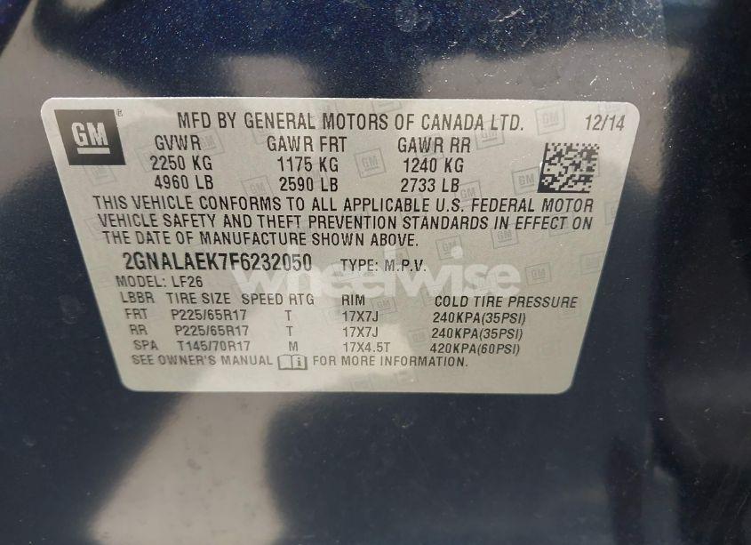 Photo 9 of 2015 Chevrolet Equinox LS (VIN 2GNALAEK7F6232050)