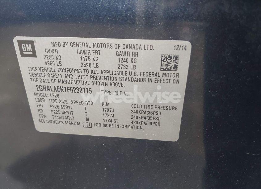 Photo 9 of 2015 Chevrolet Equinox LS (VIN 2GNALAEK7F6232775)