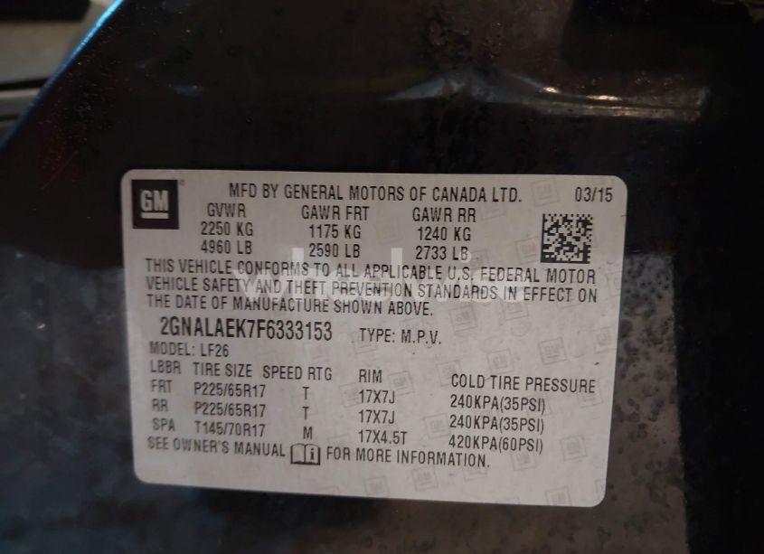 Photo 9 of 2015 Chevrolet Equinox (VIN 2GNALAEK7F6333153)