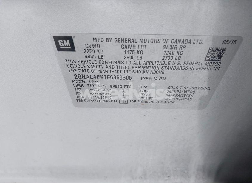 Photo 9 of 2015 Chevrolet Equinox LS (VIN 2GNALAEK7F6369506)