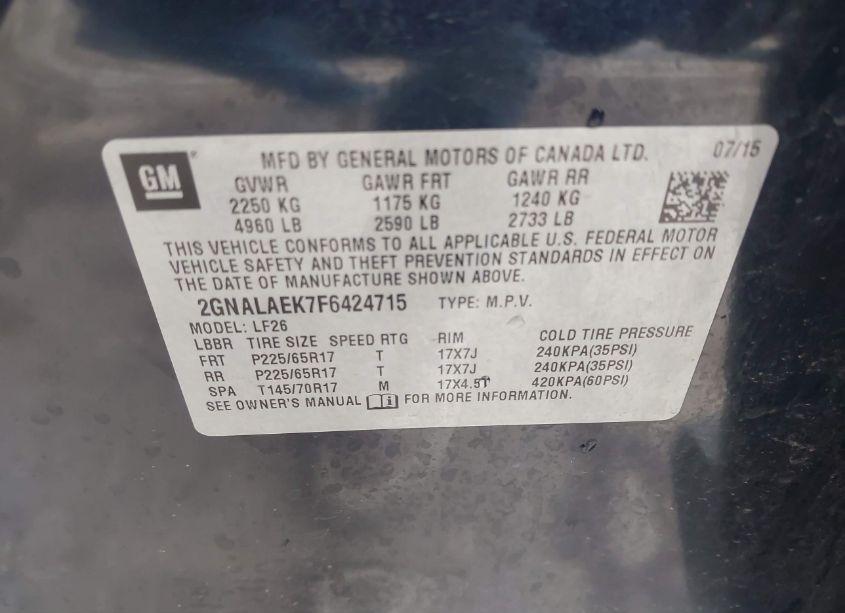 Photo 9 of 2015 Chevrolet Equinox LS (VIN 2GNALAEK7F6424715)