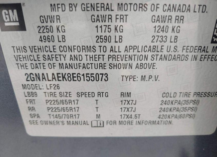 Photo 9 of 2014 Chevrolet Equinox LS (VIN 2GNALAEK8E6155073)