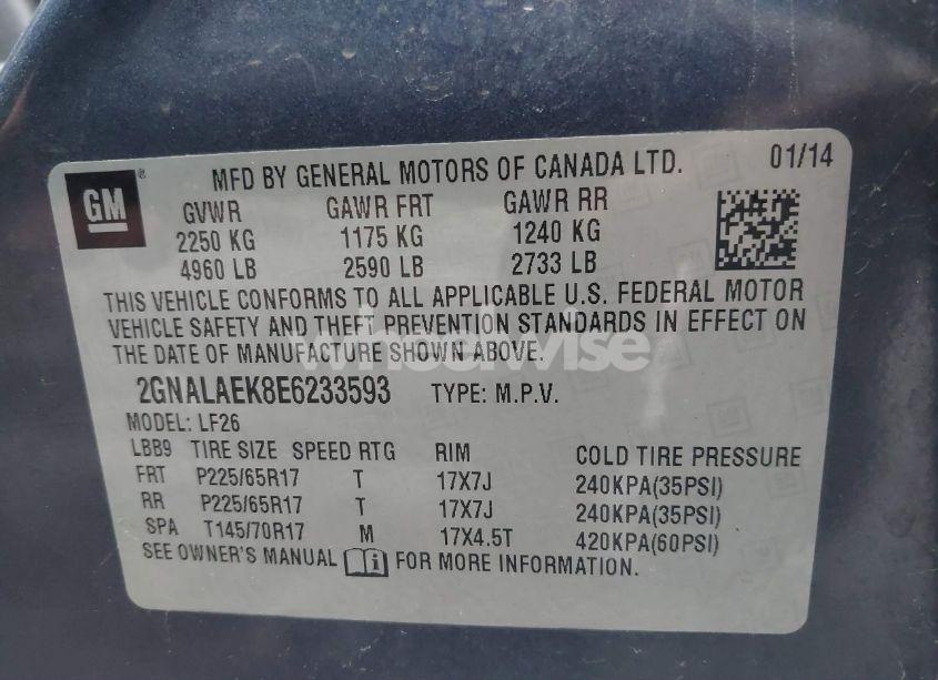 Photo 9 of 2014 Chevrolet Equinox LS (VIN 2GNALAEK8E6233593)