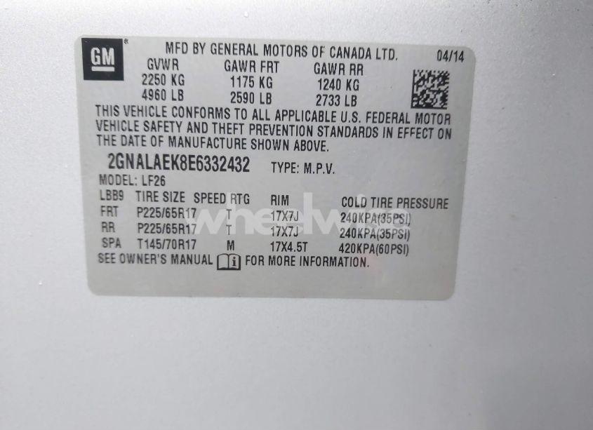 Photo 9 of 2014 Chevrolet Equinox LS (VIN 2GNALAEK8E6332432)