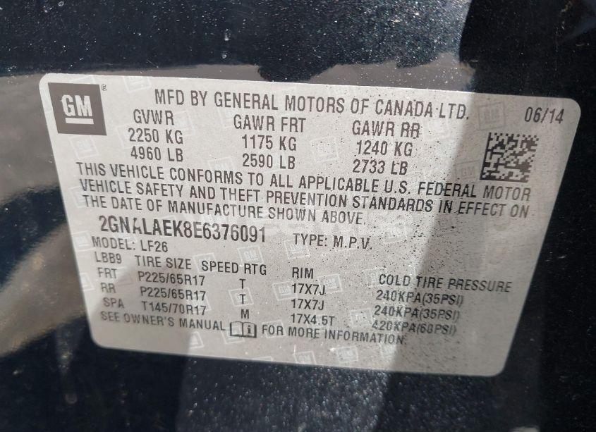 Photo 9 of 2014 Chevrolet Equinox LS (VIN 2GNALAEK8E6376091)