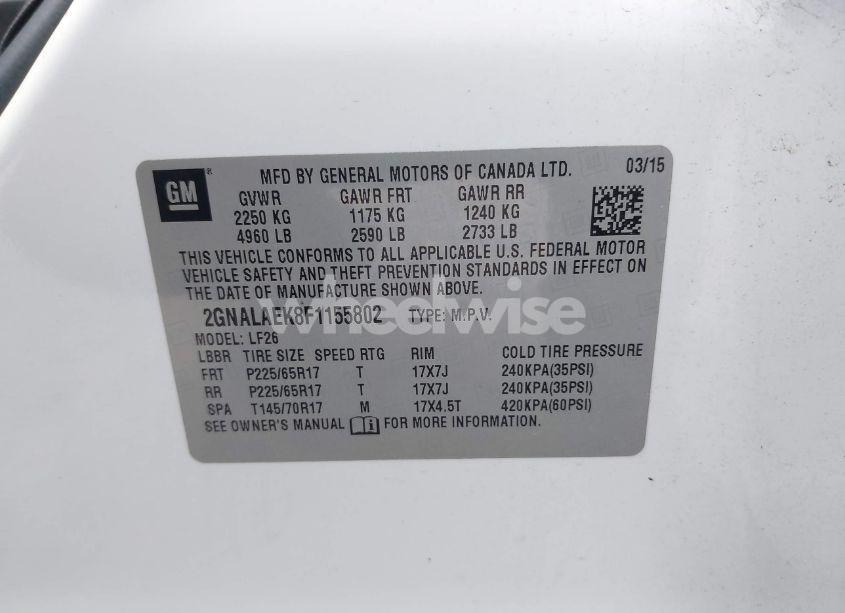 Photo 9 of 2015 Chevrolet Equinox LS (VIN 2GNALAEK8F1155802)