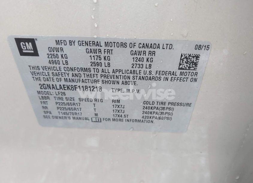 Photo 9 of 2015 Chevrolet Equinox LS (VIN 2GNALAEK8F1181218)