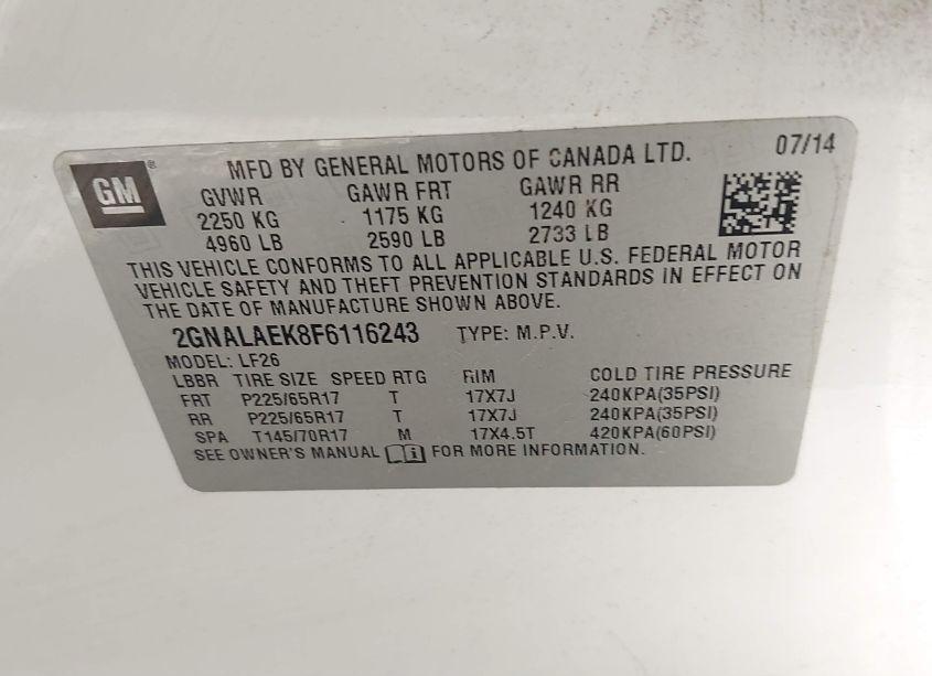 Photo 9 of 2015 Chevrolet Equinox LS (VIN 2GNALAEK8F6116243)