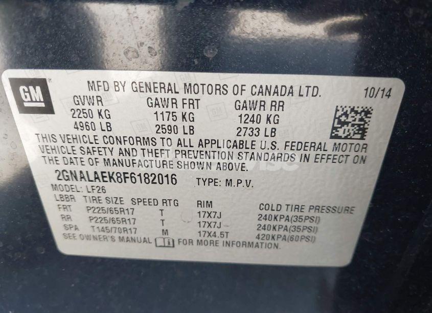 Photo 9 of 2015 Chevrolet Equinox LS (VIN 2GNALAEK8F6182016)