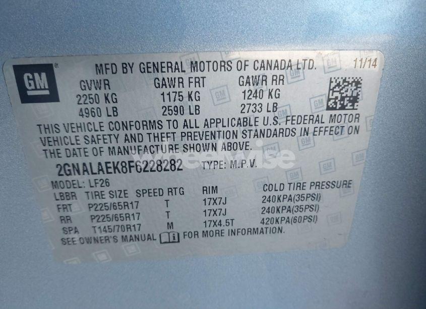 Photo 9 of 2015 Chevrolet Equinox LS (VIN 2GNALAEK8F6228282)