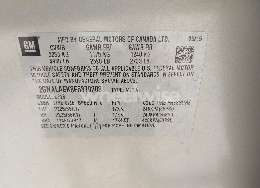 Photo 9 of 2015 Chevrolet Equinox LS (VIN 2GNALAEK8F6370308)