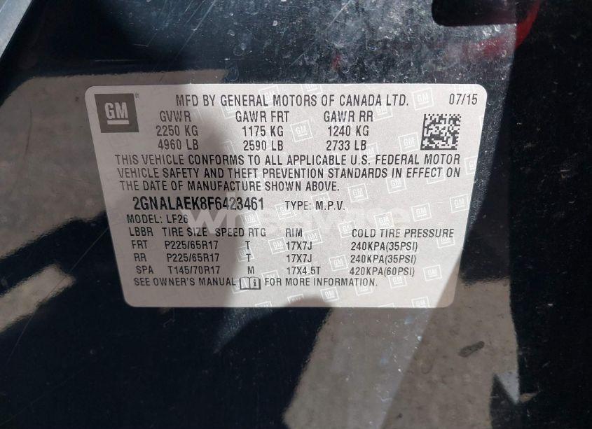 Photo 9 of 2015 Chevrolet Equinox LS (VIN 2GNALAEK8F6423461)